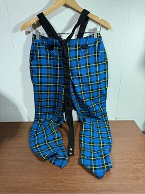 Hot Topic Plaid Suspender Pants Sz M